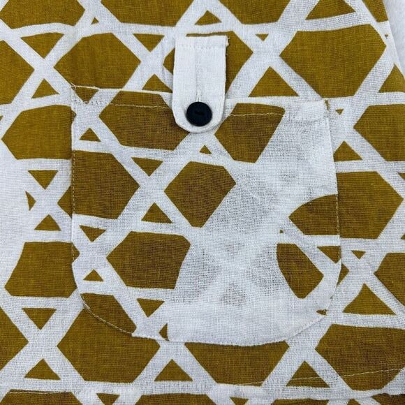 Mona Lisa Womens Button Up Shirt Blouse Top Short Sleeve Mustard Yellow Medium - Picture 7 of 14